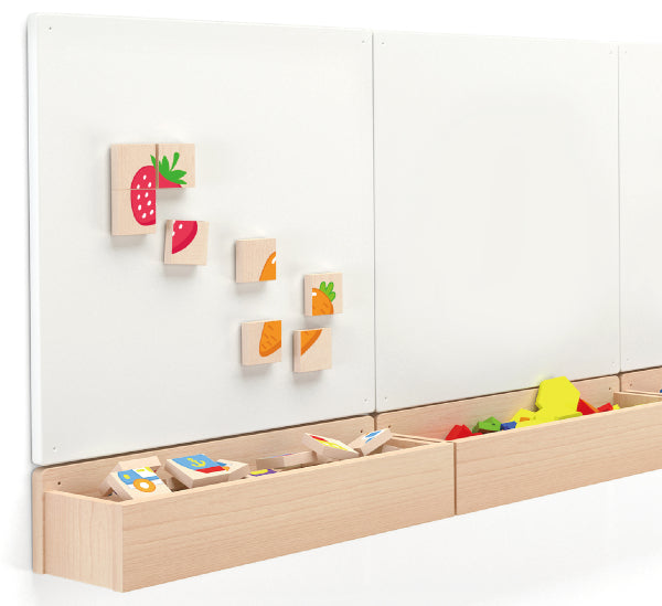 סט 8 פאזלים מגנטיים מעץ - פירות וירקות