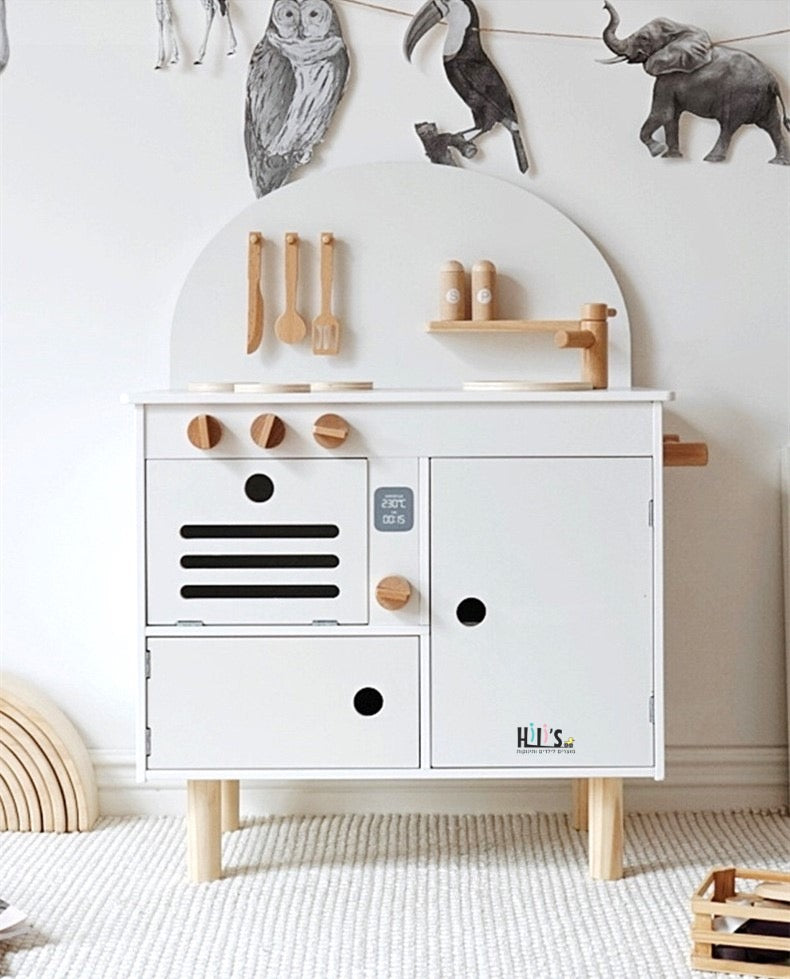 מטבח לילדים דגם רומא מעץ - לבן