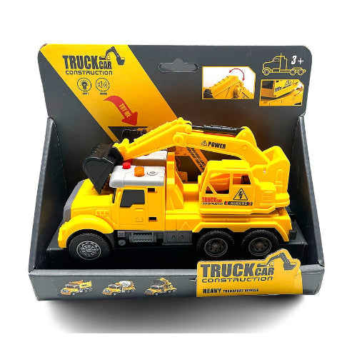 משאית דחפור צהובה עם קולות ותאורה