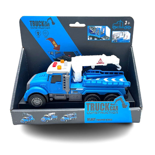 משאית וו גרירה כחולה עם קולות ותאורה