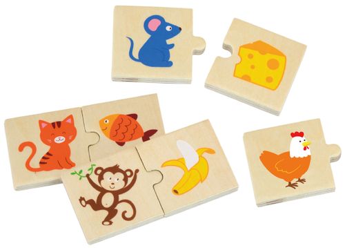 פאזל משחק התאמה 24 חלקים מעץ מלא - מה אוכלות החיות?