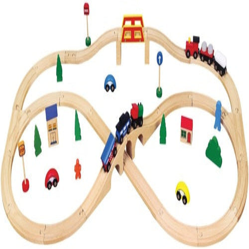 סט רכבת 49 חלקים מעץ מלא