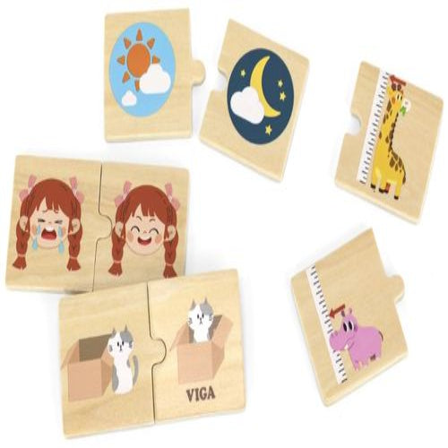 פאזל משחק התאמה 24 חלקים מעץ מלא - הפכים