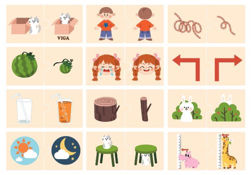 פאזל משחק התאמה 24 חלקים מעץ מלא - הפכים