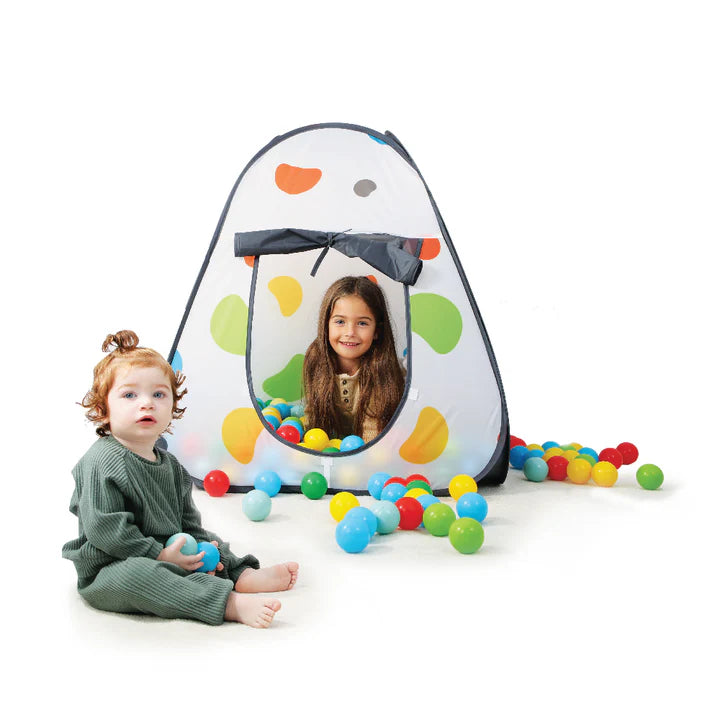 אוהל משחק עם 100 כדורים צבעוניים