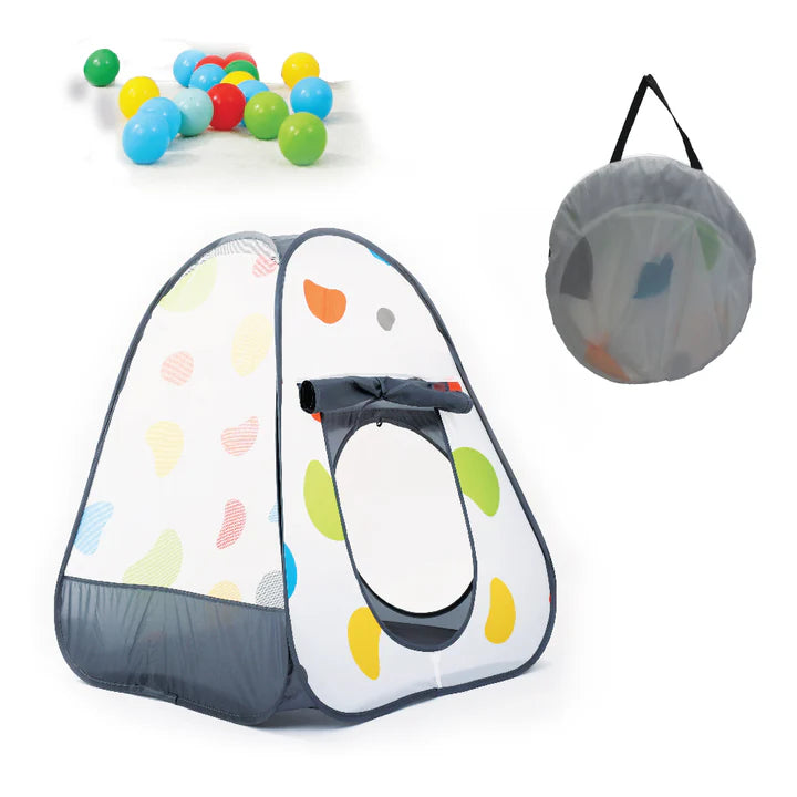 אוהל משחק עם 100 כדורים צבעוניים