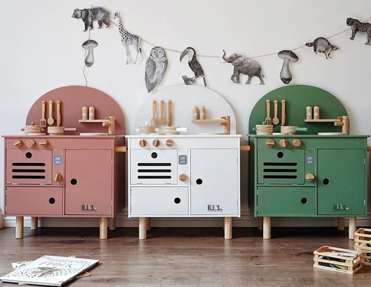 מטבח לילדים דגם רומא מעץ - לבן