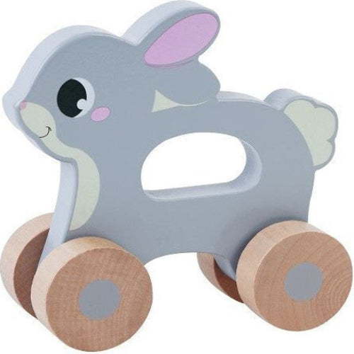 מיני ארנבת על גלגלים מעץ