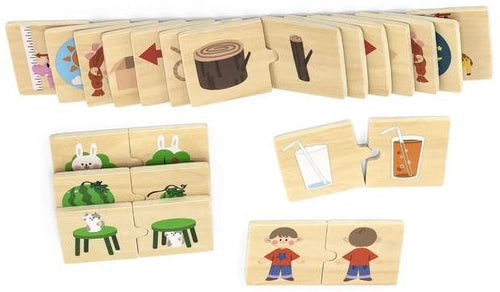 פאזל משחק התאמה 24 חלקים מעץ מלא - הפכים