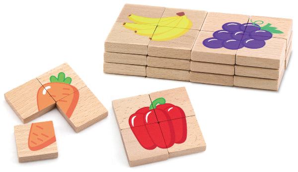 סט 8 פאזלים מגנטיים מעץ - פירות וירקות
