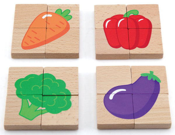 סט 8 פאזלים מגנטיים מעץ - פירות וירקות