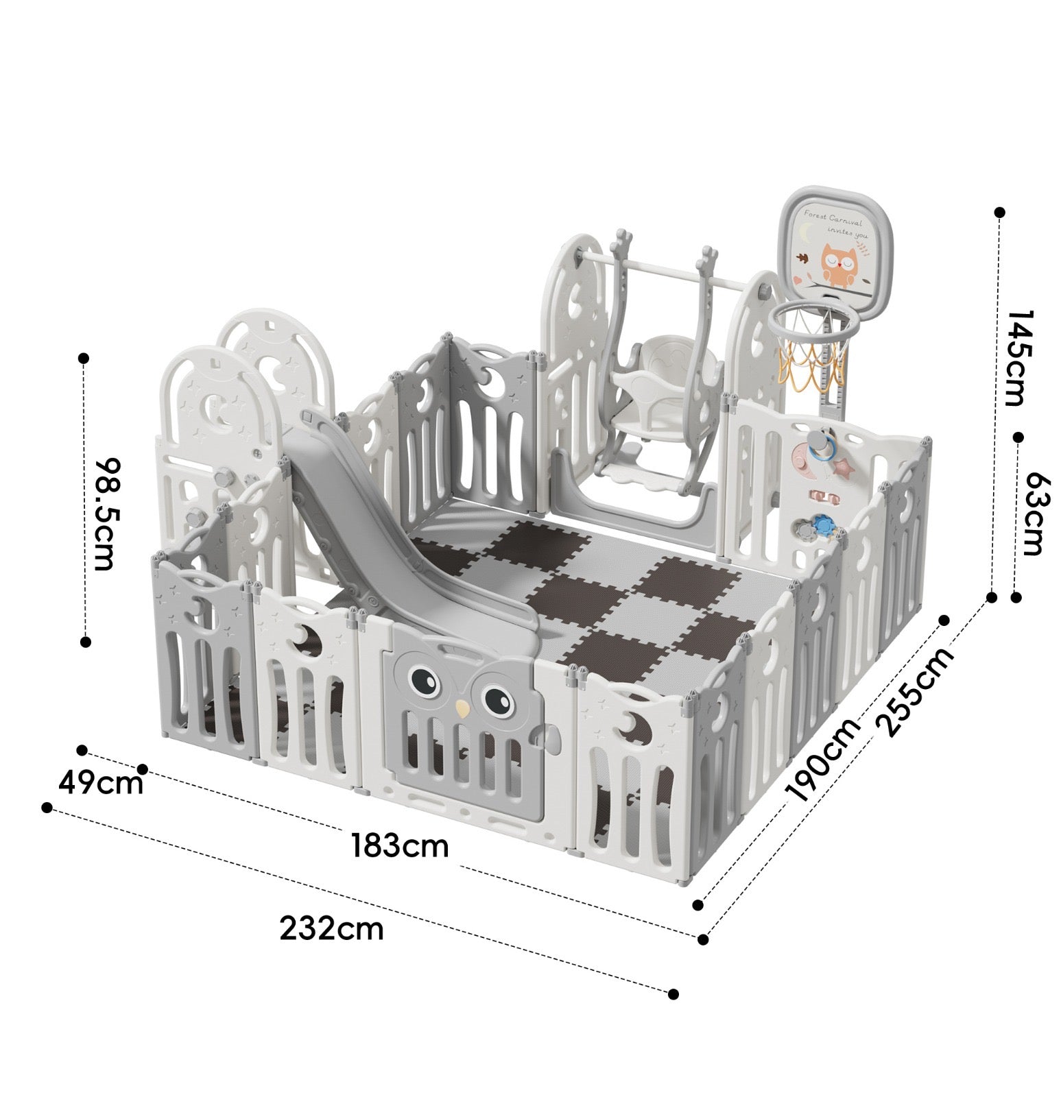הזמנה מוקדמת - נדנדה מתחברת לגדר פעילות מדגם ינשוף