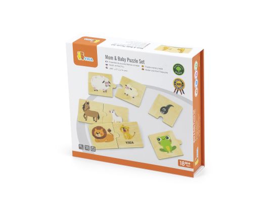 פאזל משחק התאמה 24 חלקים מעץ מלא - אני ואמי