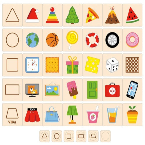 פאזל משחק התאמה ולימוד צורות מעץ מלא 35 חלקים