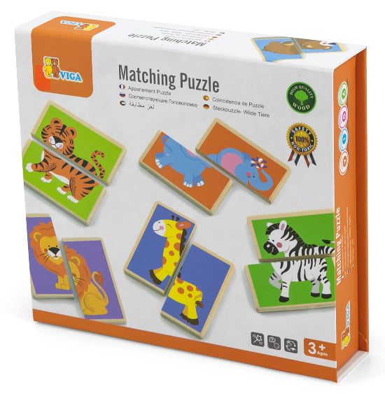 פאזל התאמת חיות חצי-חצי 36 חלקים מעץ מלא