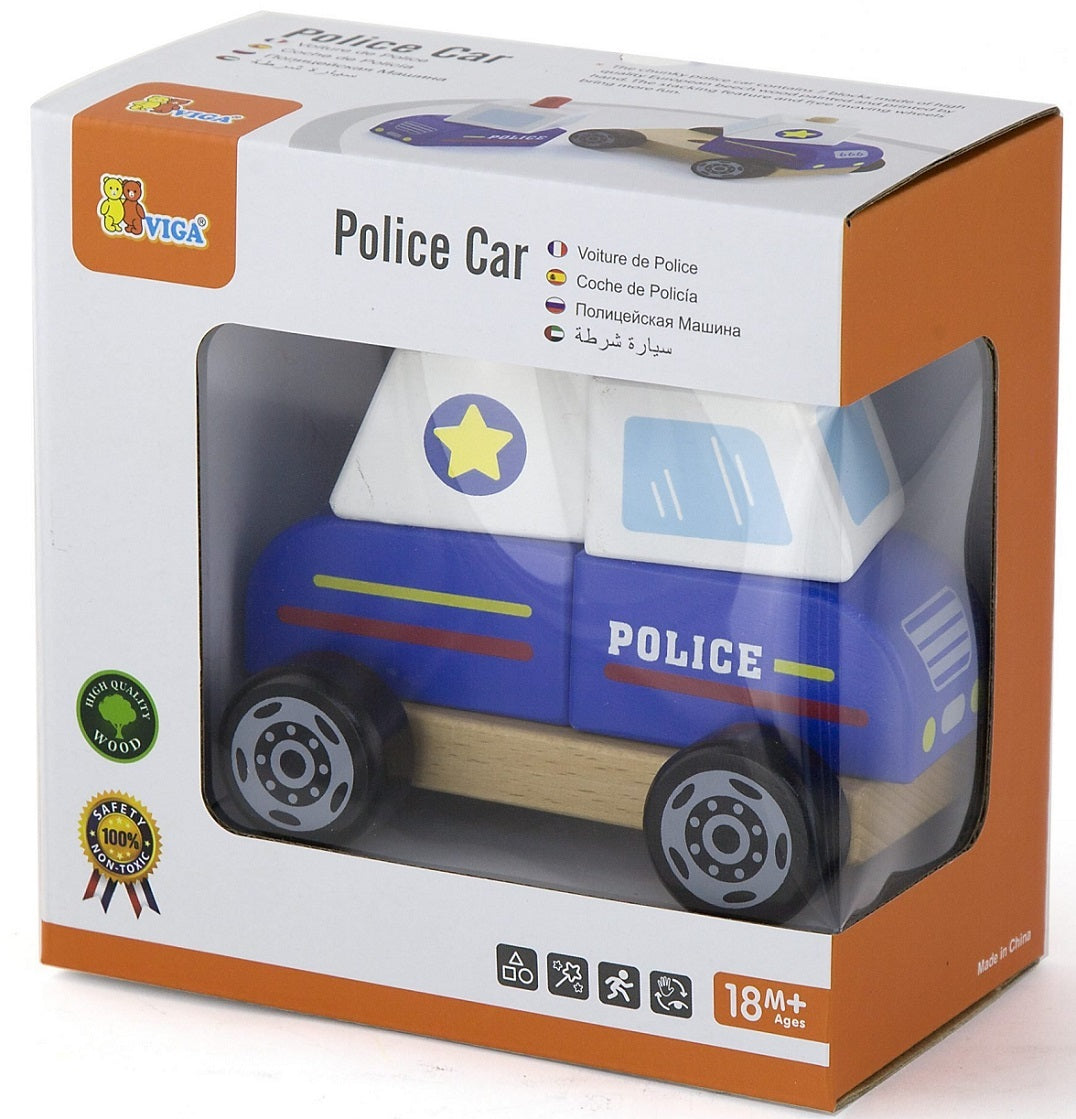 מכונית משטרה 5 חלקים מעץ