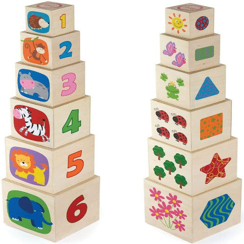 קוביות מספרים 1-6 מעץ מלא