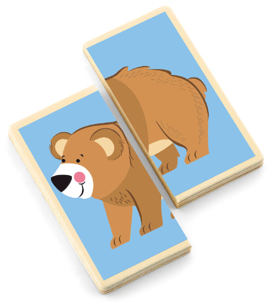 פאזל התאמת חיות חצי-חצי 36 חלקים מעץ מלא