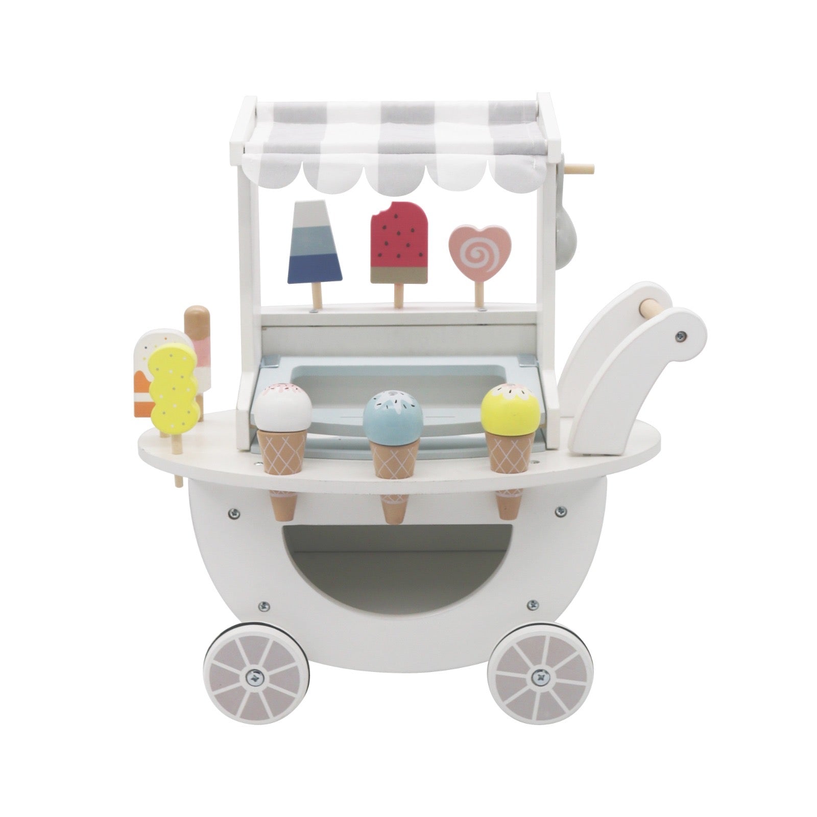 עגלת גלידה לילדים מעץ -  לבן