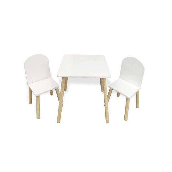 סט שולחן ו2 כיסאות מעץ - לבן