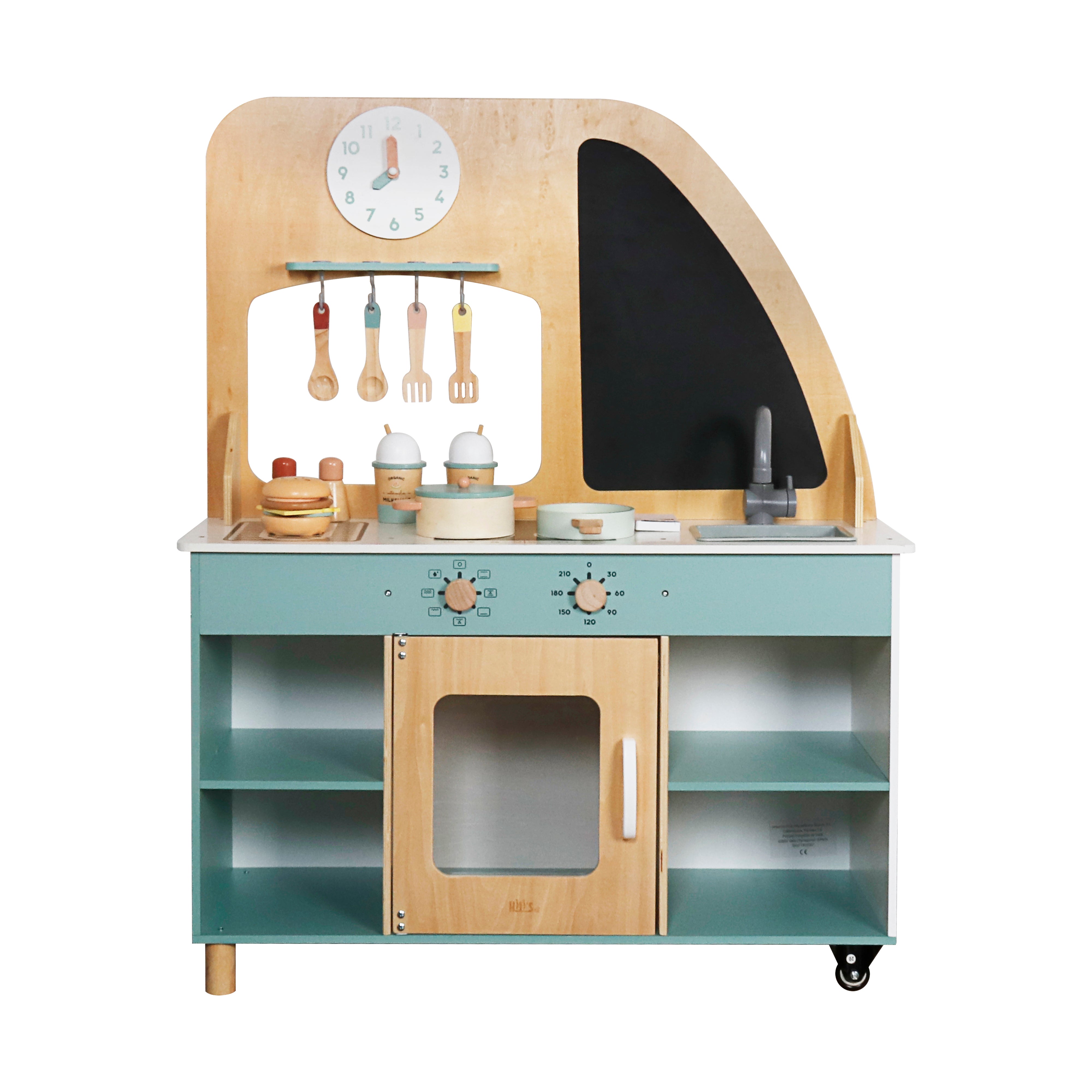 מטבח ודוכן אוכל לילדים 2 ב-1 מעץ