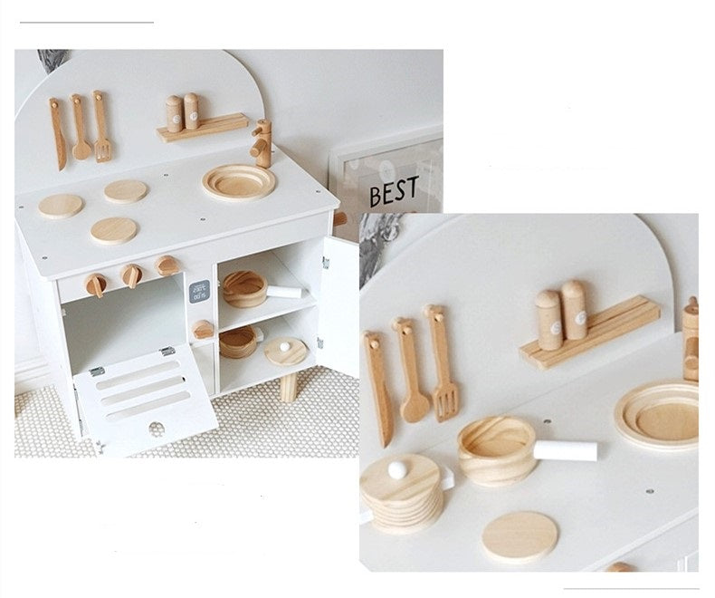 מטבח לילדים דגם רומא מעץ - לבן