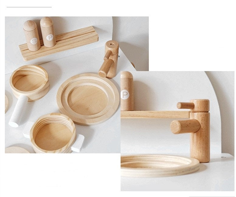 מטבח לילדים דגם רומא מעץ - לבן