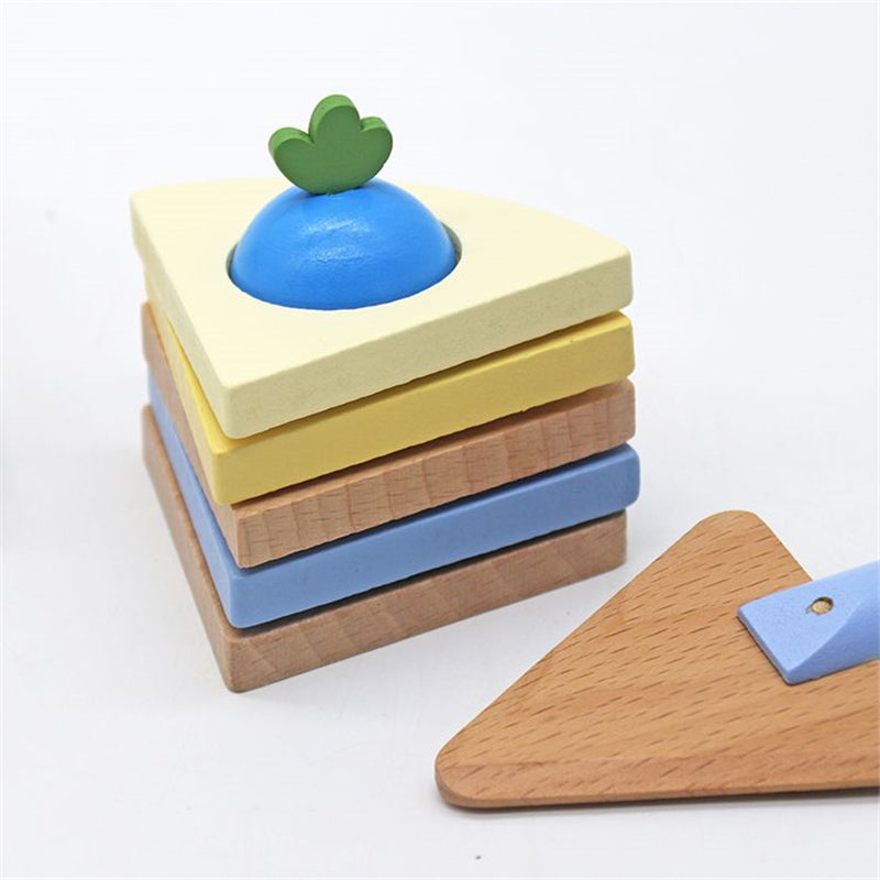 סט עוגה 32 חלקים כולל מגש, מרית וקישוטים מעץ