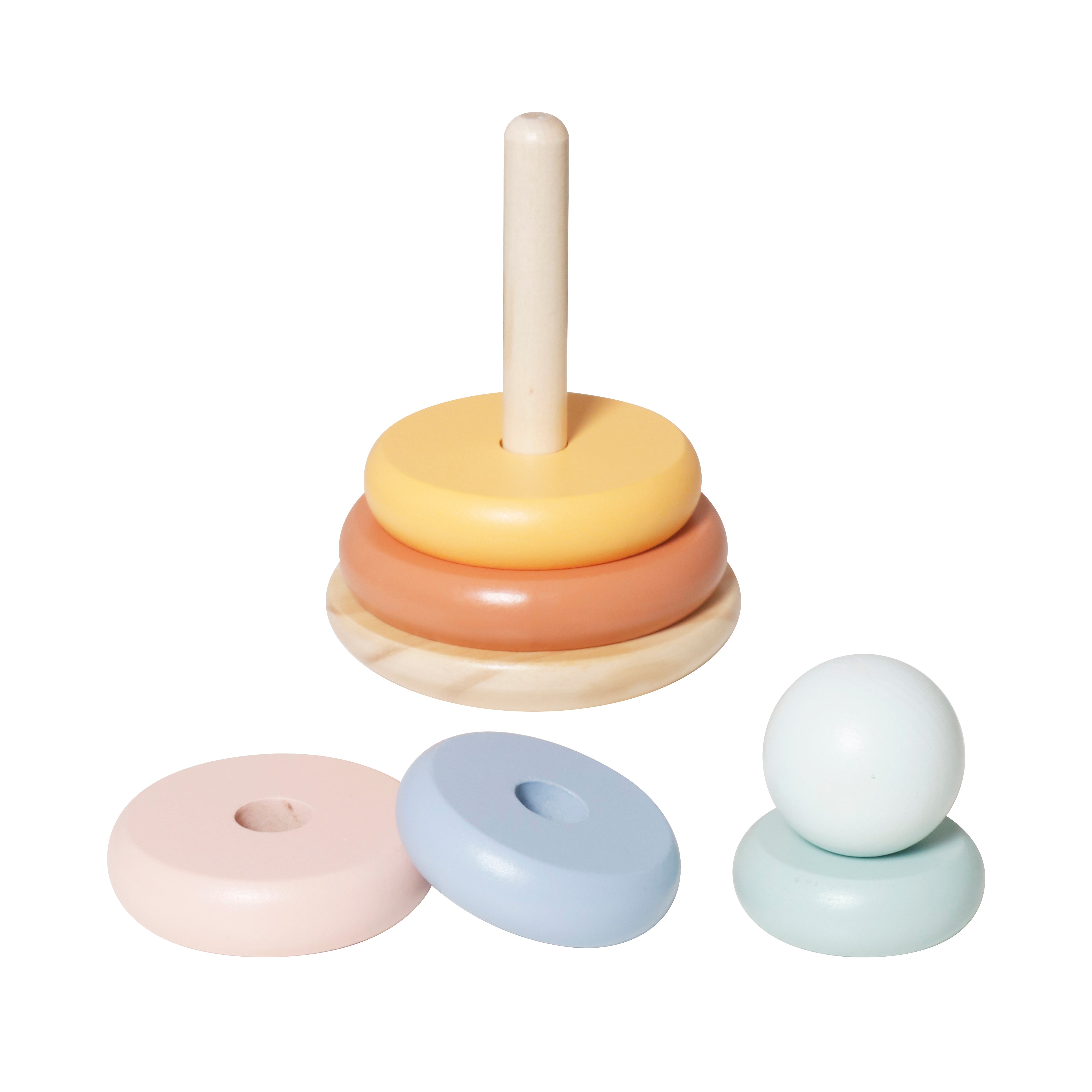 סט 3 צעצועי התפתחות הכולל הך פטיש, מגדל טבעות וקוביית פעילות להשחלת צורות מעץ