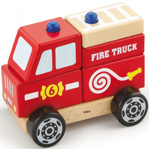 מכונית כיבוי אש 5 חלקים מעץ