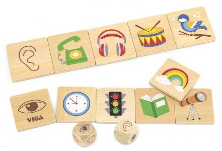 פאזל משחק התאמה ולימוד 5 החושים מעץ מלא 35 חלקים