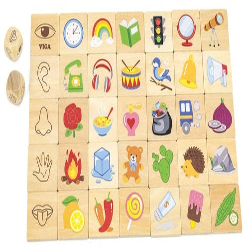 פאזל משחק התאמה ולימוד 5 החושים מעץ מלא 35 חלקים