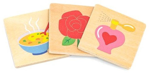 פאזל משחק התאמה ולימוד 5 החושים מעץ מלא 35 חלקים