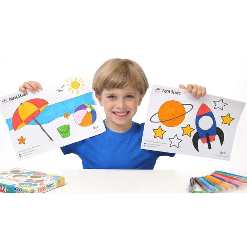 12 צבעי סטיק פופ דקים לציור על מגוון משטחים ללא לכלוך של הילד Paint POP