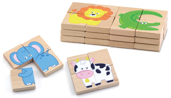 סט 8 פאזלים מגנטיים מעץ - חיות