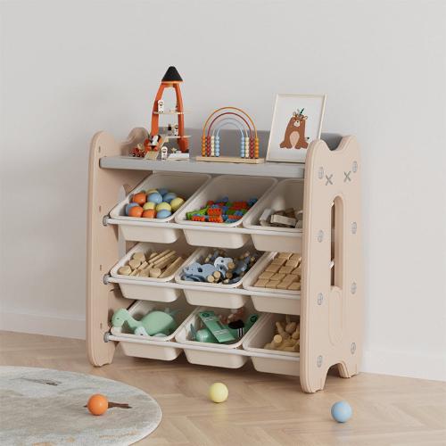 הזמנה מוקדמת - שידת אחסון צעצועים דגם 9 עם מדף בצבע נס קפה