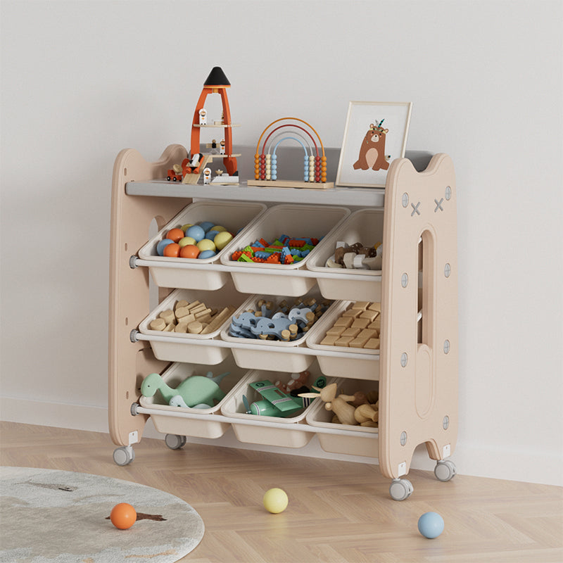 הזמנה מוקדמת - שידת אחסון צעצועים דגם 9 עם מדף בצבע נס קפה