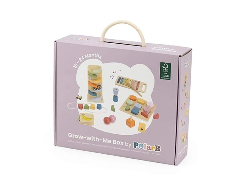 מארז 6 צעצועי התפתחות מעץ מסדרת לגדול איתי לגיל 18-24 חודשים: ספרון, פאזל, מכוניות ועוד