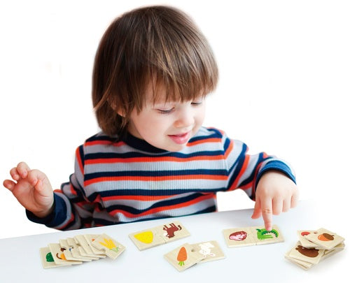 פאזל משחק התאמה 24 חלקים מעץ מלא - מה אוכלות החיות?