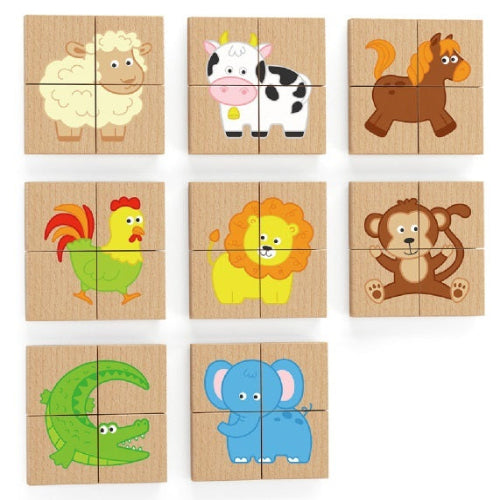 סט 8 פאזלים מגנטיים מעץ - חיות