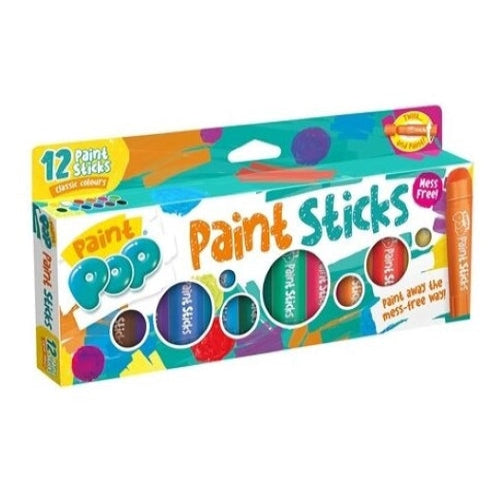 12 צבעי סטיק פופ עבים לציור על מגוון משטחים ללא לכלוך של הילד Paint POP