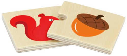 פאזל משחק התאמה 24 חלקים מעץ מלא - מה אוכלות החיות?