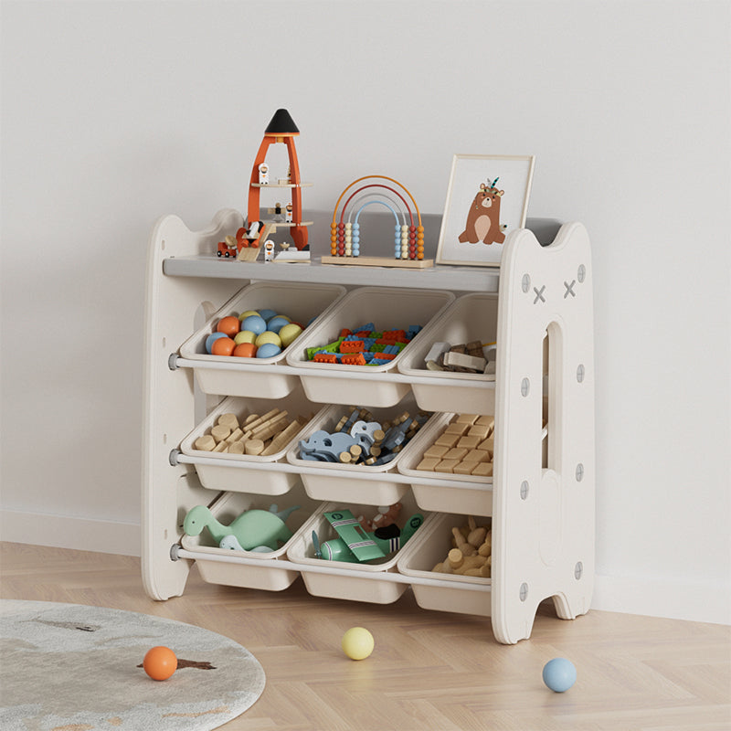 שידת אחסון צעצועים דגם 9 עם מדף בצבע לבן
