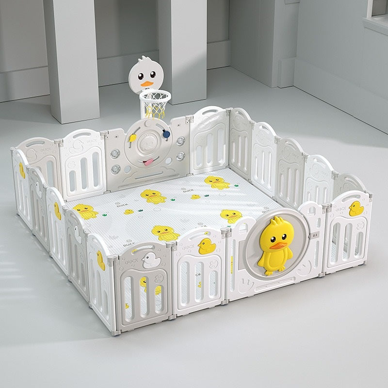 גדר פעילות מתקפלת לילדים ותינוקות מידה XXL בצבע אפור - (207X200 ס"מ) - כולל משטח פעילות תואם למידות הגדר במתנה!