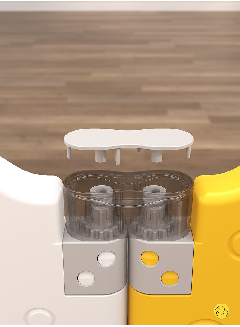 הזמנה מוקדמת - גדר פעילות מתקפלת לילדים ותינוקות מידה XXL בצבע צהוב - (207X200 ס"מ) - כולל משטח פעילות תואם למידות הגדר במתנה!