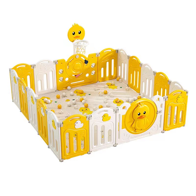 הזמנה מוקדמת - גדר פעילות מתקפלת לילדים ותינוקות מידה XXL בצבע צהוב - (207X200 ס"מ) - כולל משטח פעילות תואם למידות הגדר במתנה!