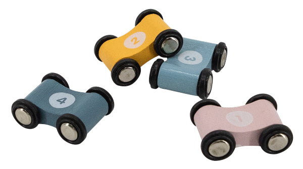 מגלשת מכוניות+4 מכוניות משחק מעץ
