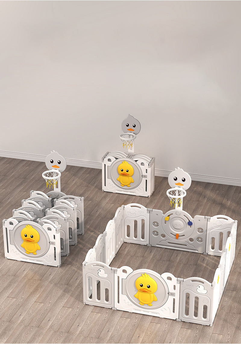 גדר פעילות מתקפלת לילדים ותינוקות מידה XXL בצבע אפור - (207X200 ס"מ) - כולל משטח פעילות תואם למידות הגדר במתנה!