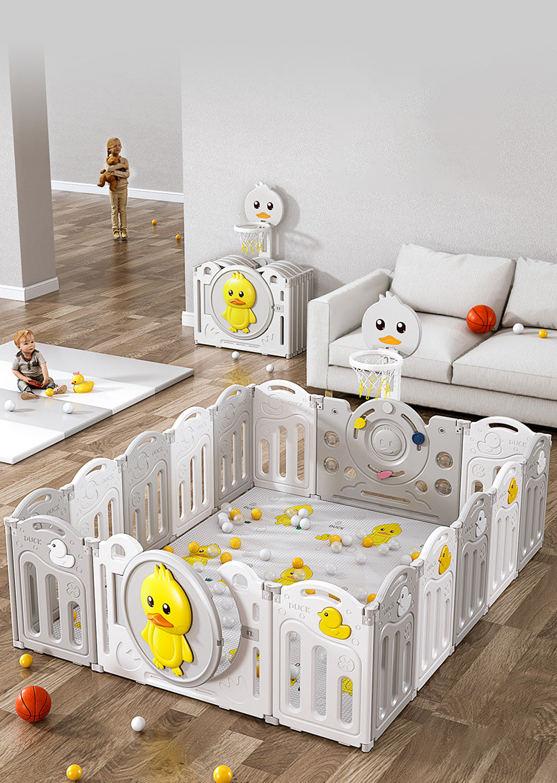 גדר פעילות מתקפלת לילדים ותינוקות מידה XXL בצבע אפור - (207X200 ס"מ) - כולל משטח פעילות תואם למידות הגדר במתנה!