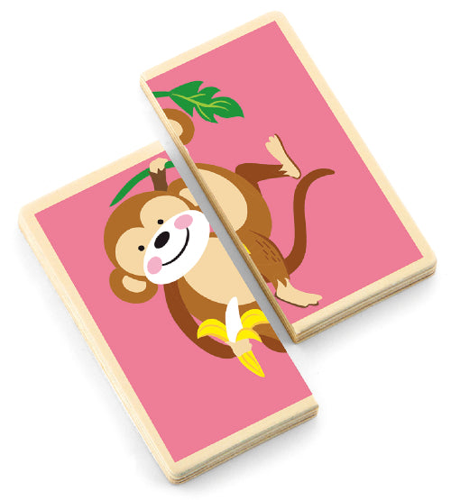 פאזל התאמת חיות חצי-חצי 36 חלקים מעץ מלא